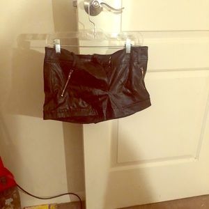 Black leather shorts